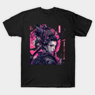 Samurai Girl Pink Asian Warrior T-Shirt